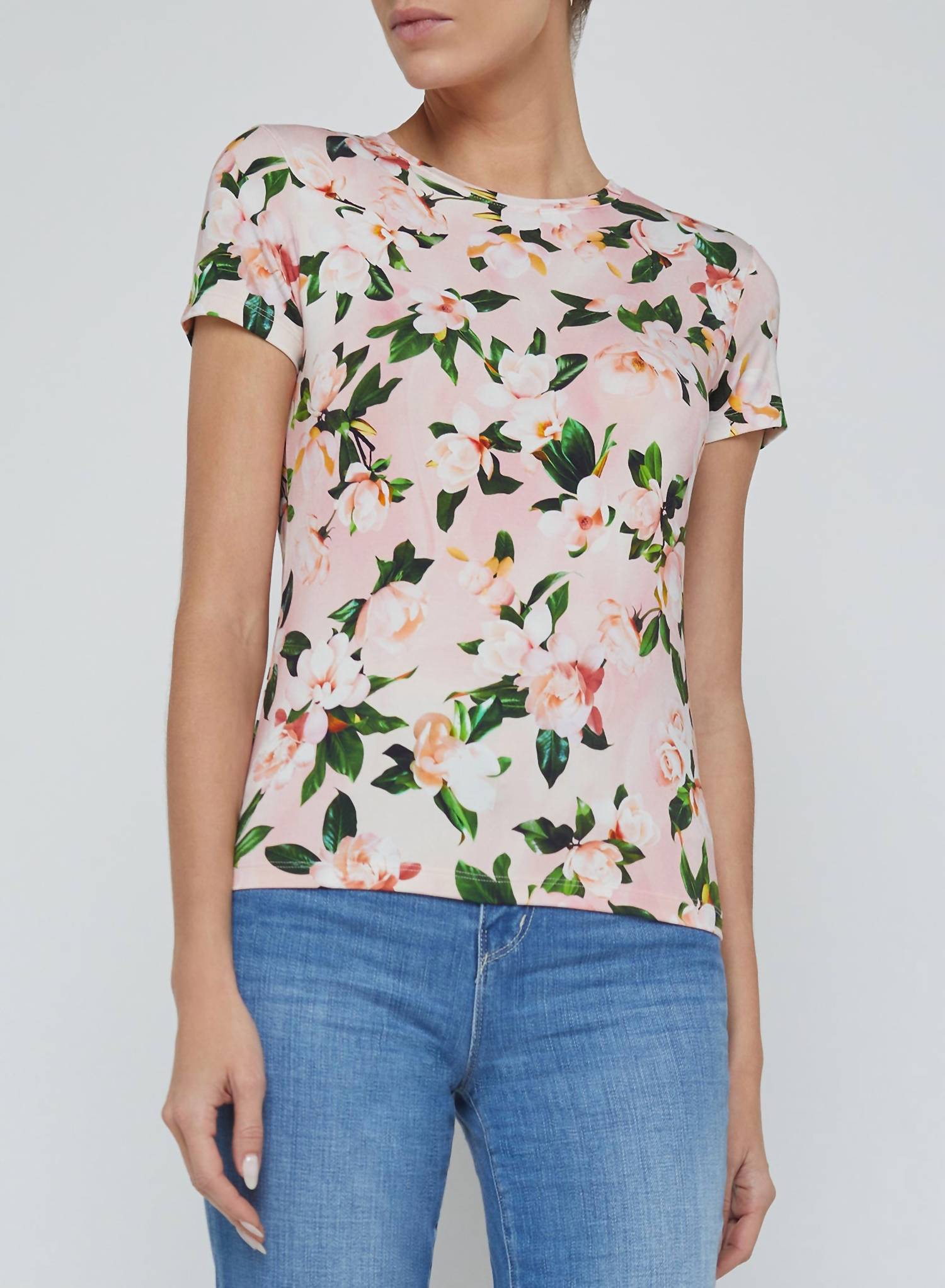 L'Agence - Ressi Short Sleeve Rose Print Tee