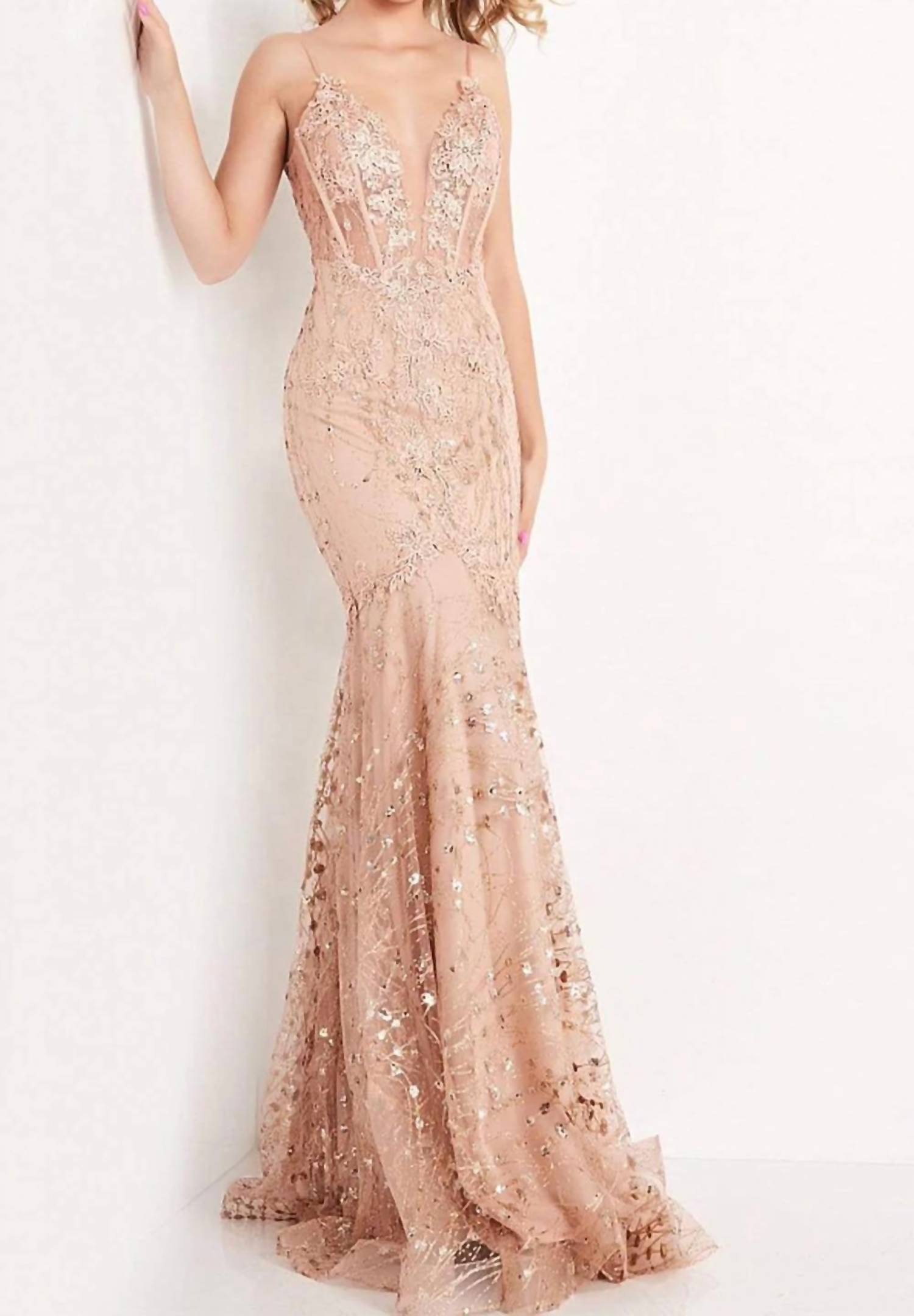 Jvn - Lace Embellished Prom Dress