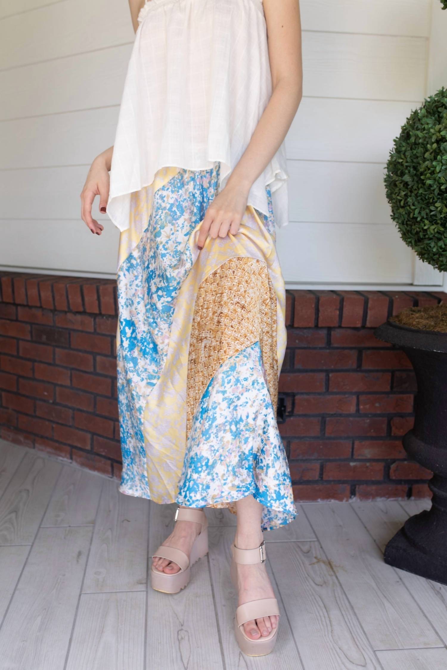 mystree Wildflower Dreams Mixed Floral Midi Skirt in purple - women's skirt
