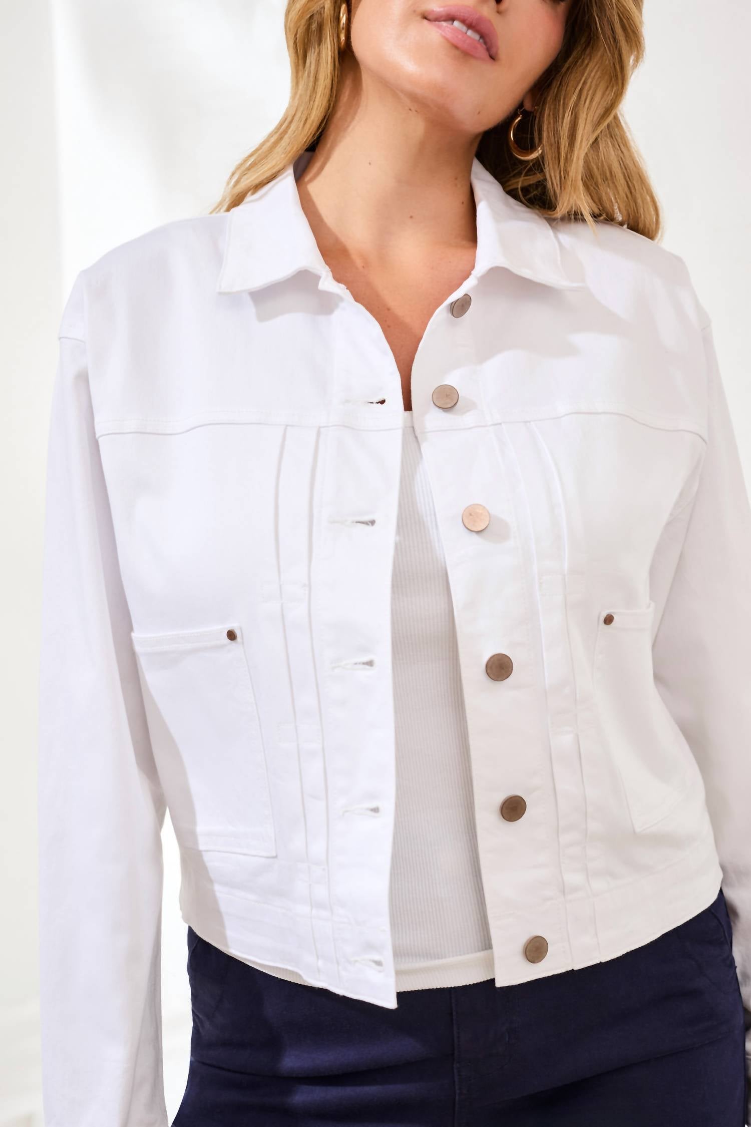 Tribal - LONG SLEEVE BUTTON FRONT JACKET WITH BACK PLEATS