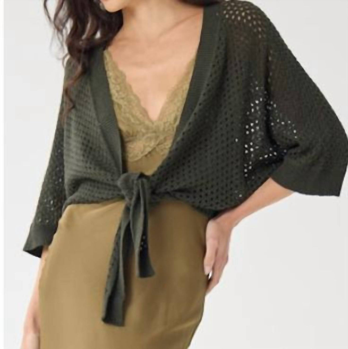 Autumn Cashmere - MESH DOLMAN TIE FRONT CARDIGAN