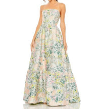 Mac Duggal - Strapless Floral Brocade Dress