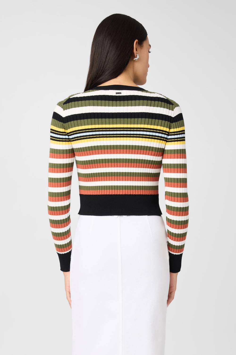 TOCCIN Joey Cropped Stripe Cardigan in multicolor - women's cardigan - alternate view