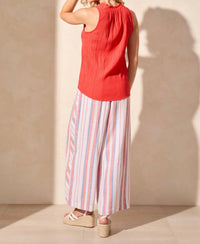 Tribal - Sleeveless Flowy V-Neck Textured Blouse