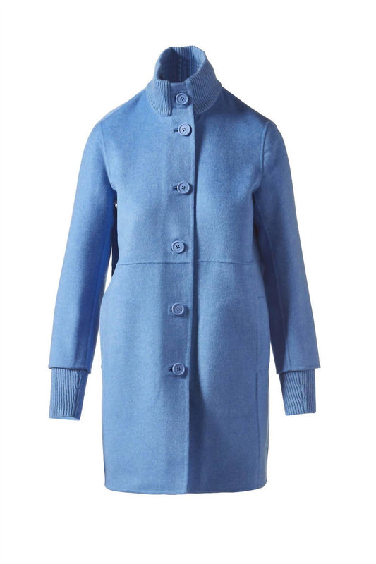 Kinross - Women's Button Front Knit Trim Coat Jacket
