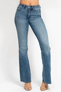 Judy Blue - Natalie Mid Rise Tummy Control Vintage Wash Flare Leg Jeans
