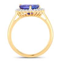 Diana M Jewels Women's Heart Natural Tanzanite Fashion Ring (2.68 Ct) - Signature in 14k yellow gold - women's jewelry - detail view