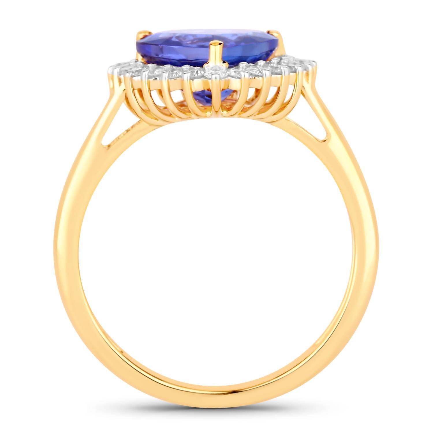 Diana M Jewels Women's Heart Natural Tanzanite Fashion Ring (2.68 Ct) - Signature in 14k yellow gold - women's jewelry - detail view