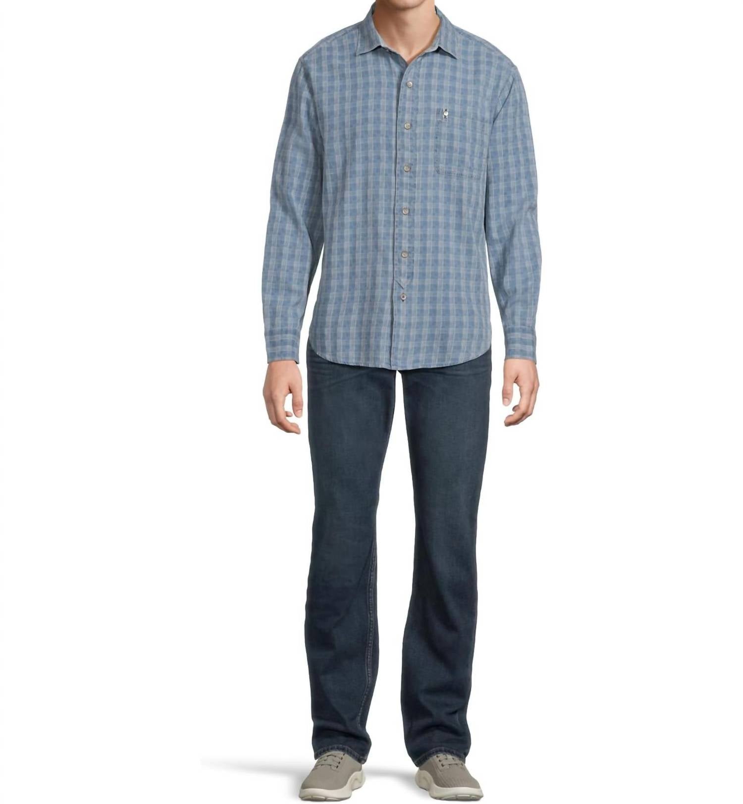 TOMMY BAHAMA Lopez Island Check Button Front Shirt in light indigo - men's shirt - view 5