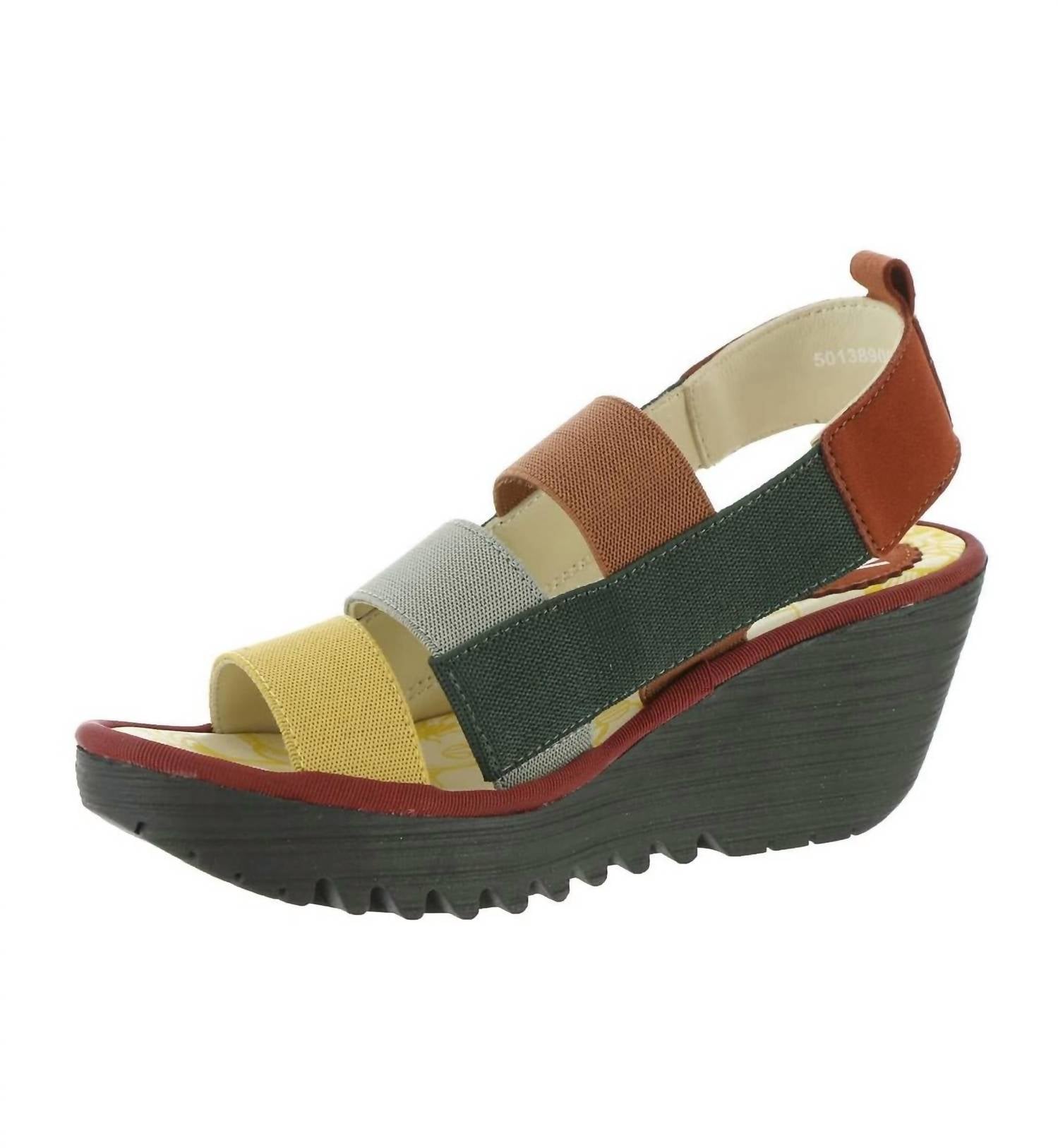 FLY LONDON Women's Yery Sandal in cupido multi brick - women's sandal - detail view
