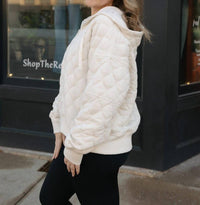 Rae Mode - Quilted Hooded Quarter Zip Jacket