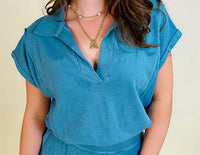 Project Social T - Mixed Texture Collared Top