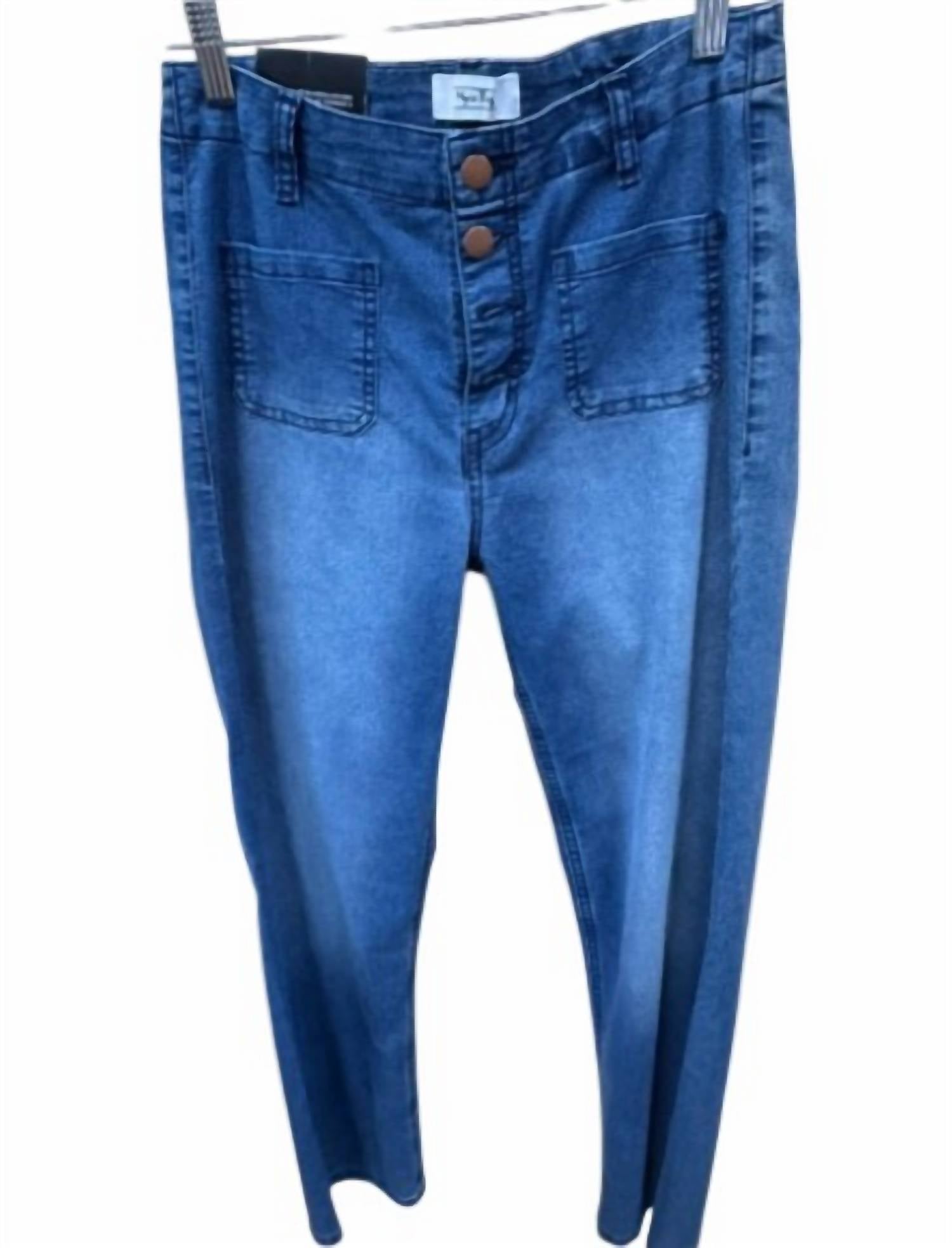 Myra Women's Sprico High-waist Buttoned Straight Jeans in md blue - women's jeans