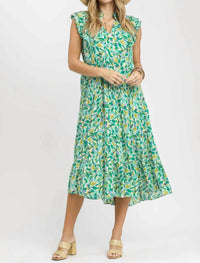 Umgee - Leaf Print Midi Dress