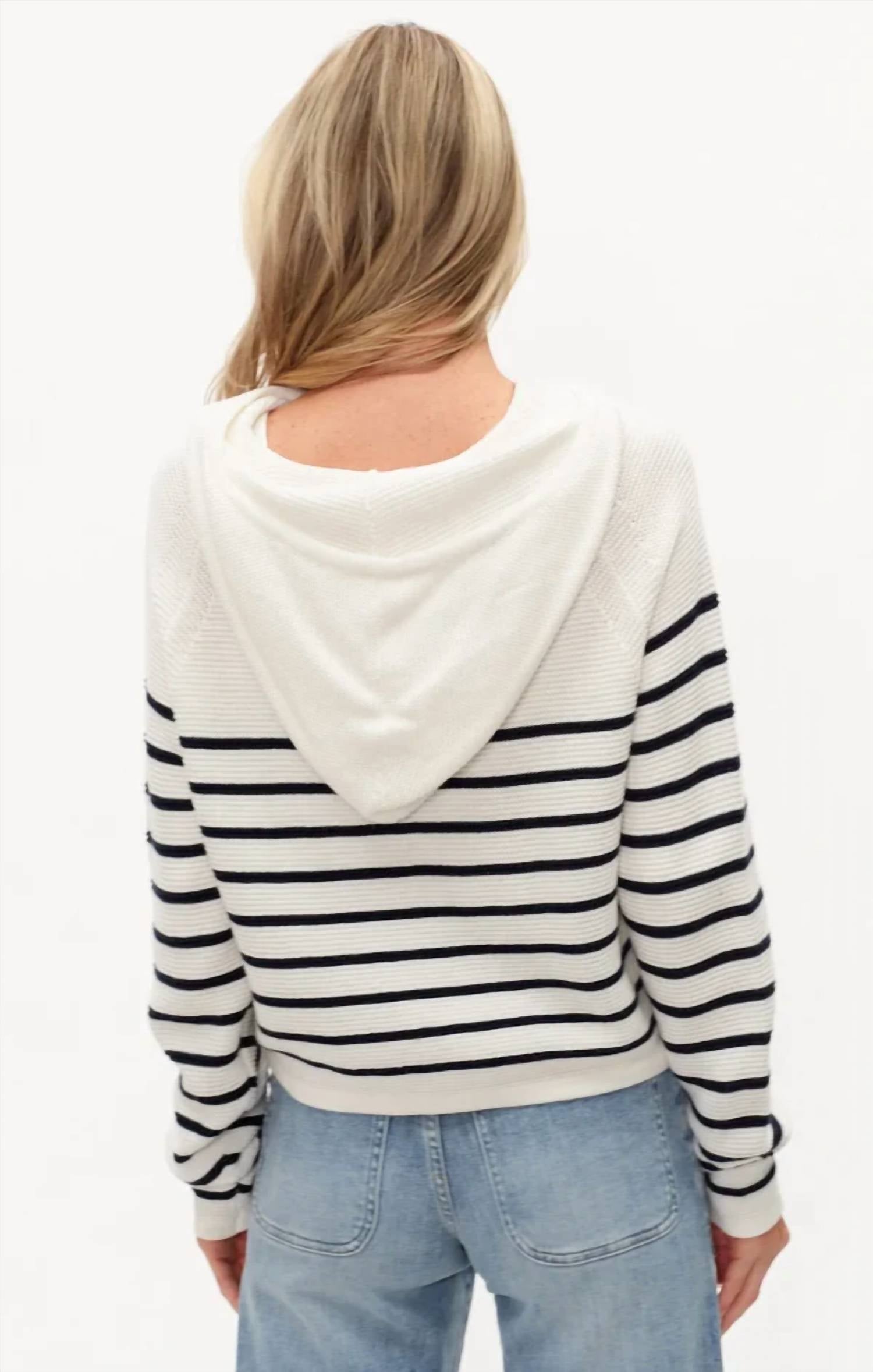 Six/Fifty - Annalora Striped Button Up Hoodie