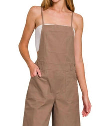 Zenana - Woven Spaghetti Strap Overalls
