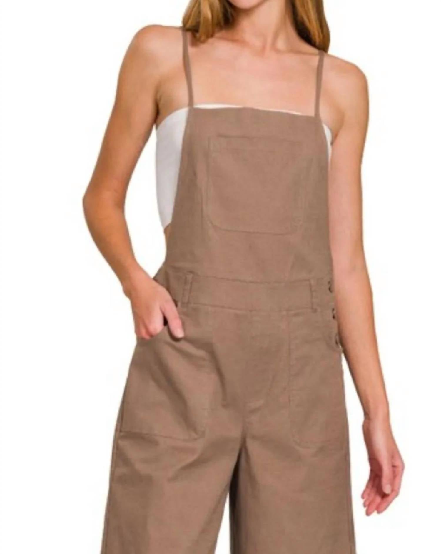 Zenana - Woven Spaghetti Strap Overalls