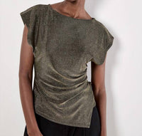 Apricot - Sparkle Side Ruched Jersey Top