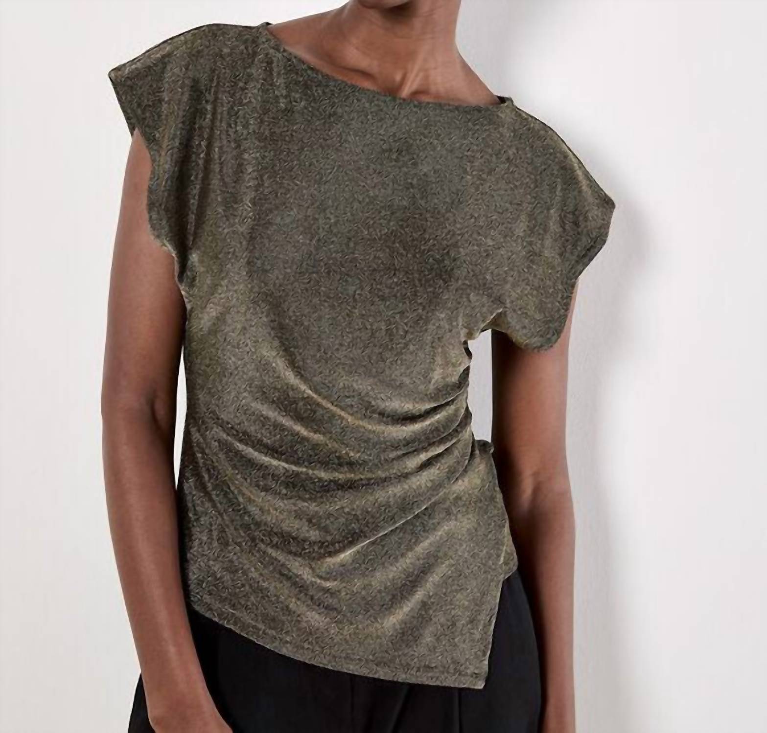 Apricot - Sparkle Side Ruched Jersey Top