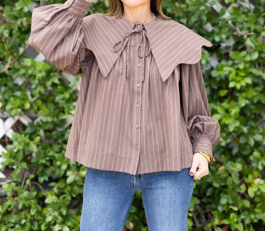 Karlie - Stripe Peterpan Collar Top