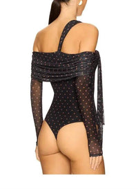 AFRM Juliette Bodysuit in sepia dot - women's shirt - alternate view