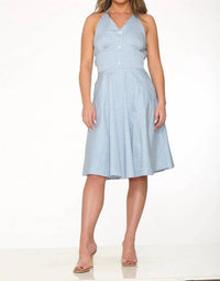 Orchid Bloom - Checkmate Halter Swing Dress