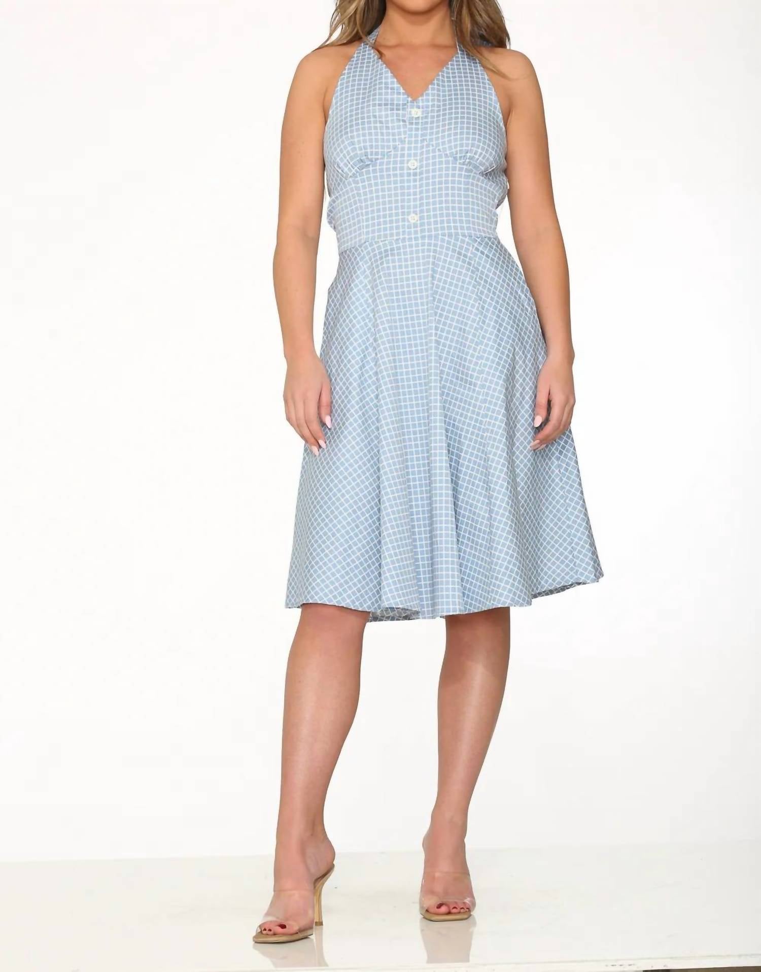 Orchid Bloom - Checkmate Halter Swing Dress