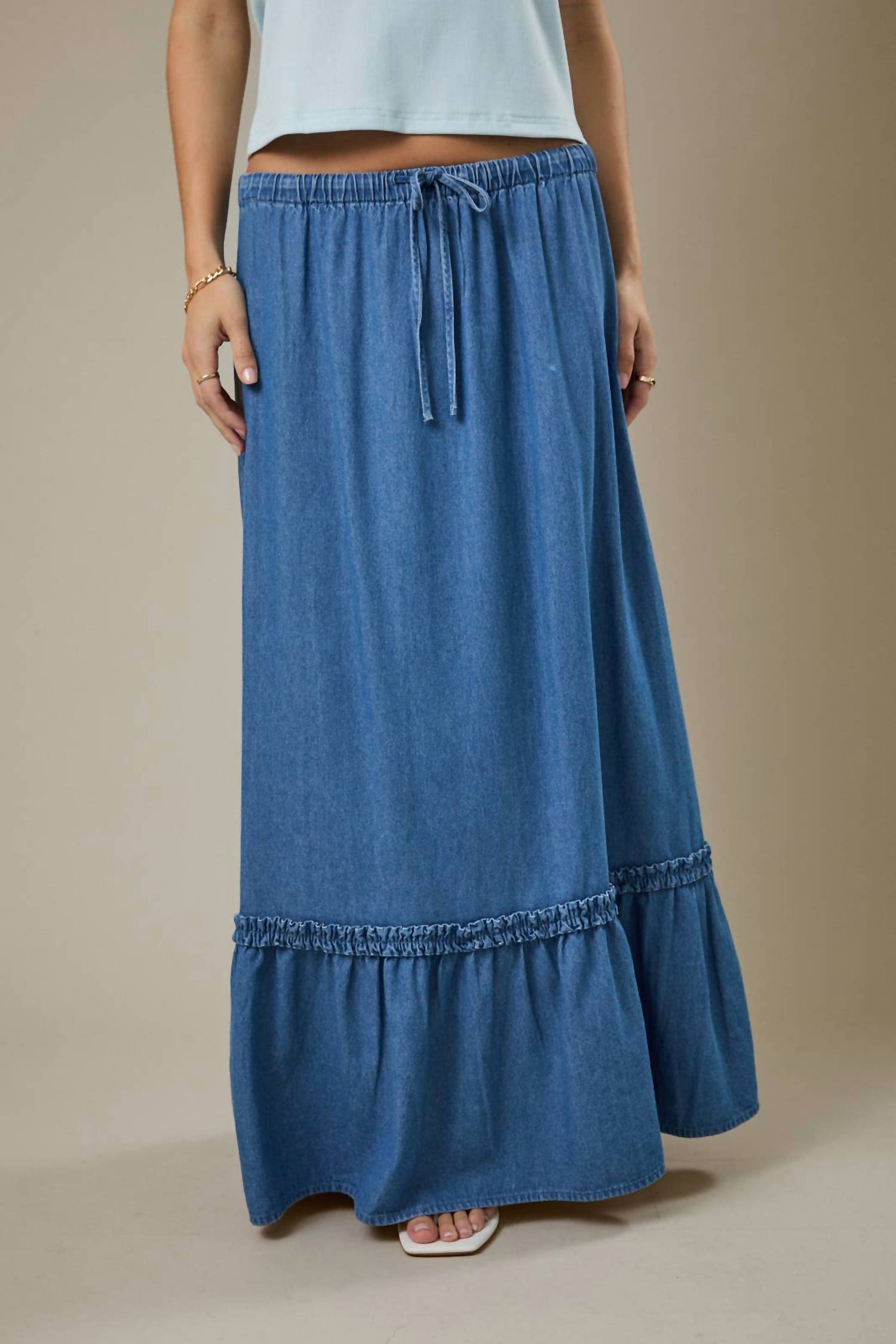 Sunday Edition - Tiered Maxi Skirt With Drawstring Waist