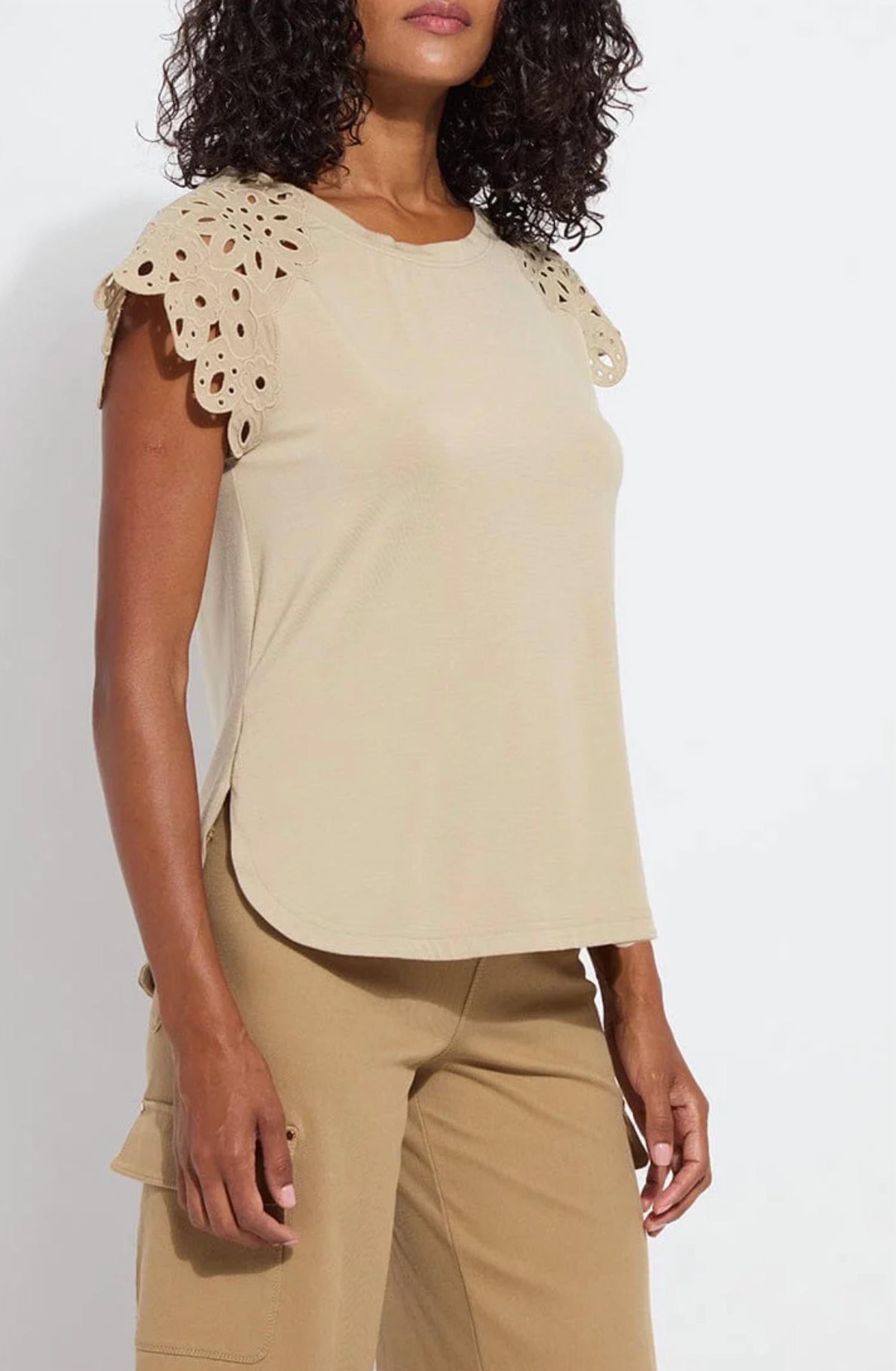 Lysse - Katarina Eyelet Sleeve Trim Top