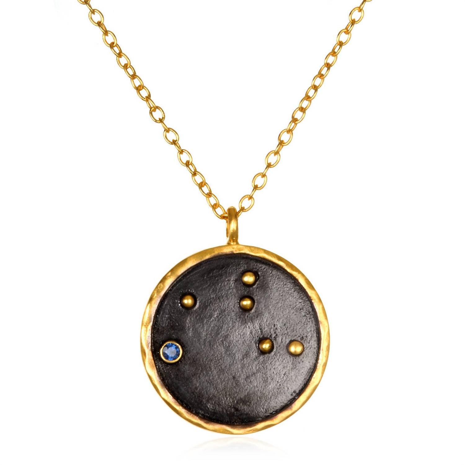 Satya Jewelry Women's Virgo Zodiac Sapphire Necklace in gold black - women's jewelry