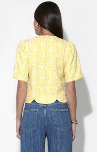Adelyn Rae - Eleanor Scallop Foral Embroidery Blouse