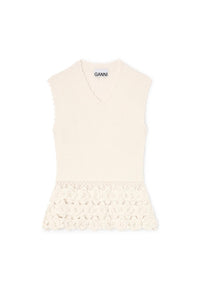 Ganni - Women's Fine cotton rib crochet vest