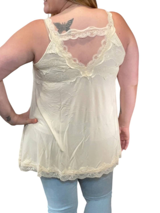 Pol - Scallop Lace Trim Sleeveless Top