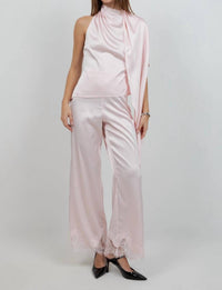 Whiteroom+Cactus - Satin Straight Leg Pants with Lace Hemming