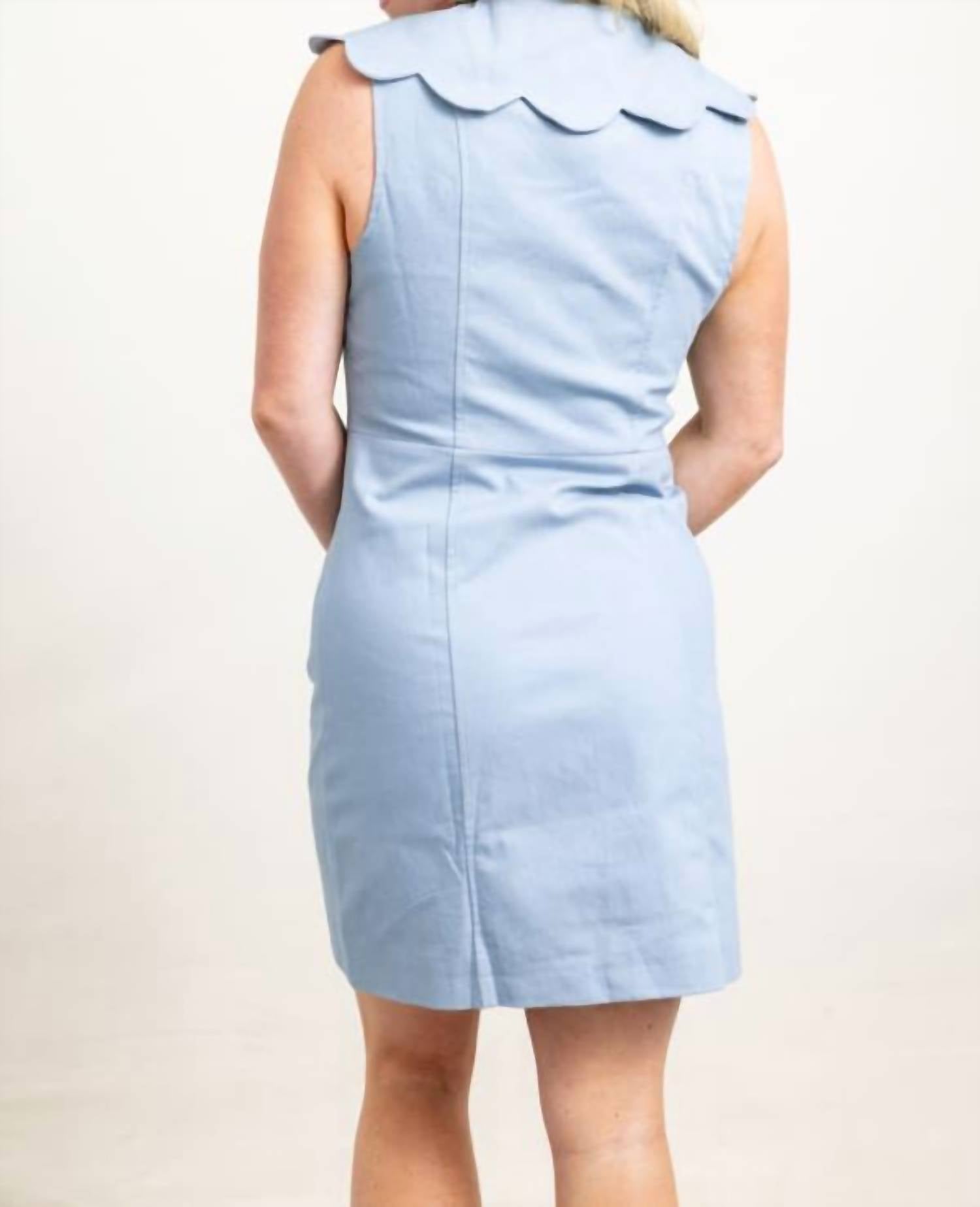 Karlie - Pretty Simple Scallop V-neck Button Dress