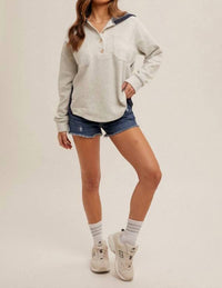 Hem & Thread - Cozy Little Contrast Pullover Hoodie