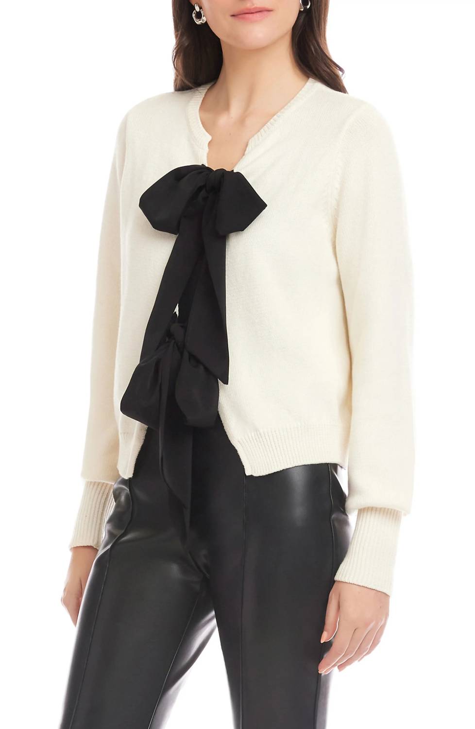 Fifteen Twenty - Statement Knit Bow Tie Cardigan