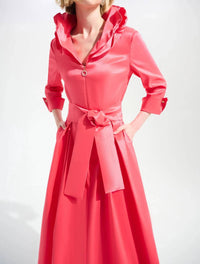 Joseph Ribkoff - Pleated Taffeta Midi Fit And Flare Dress
