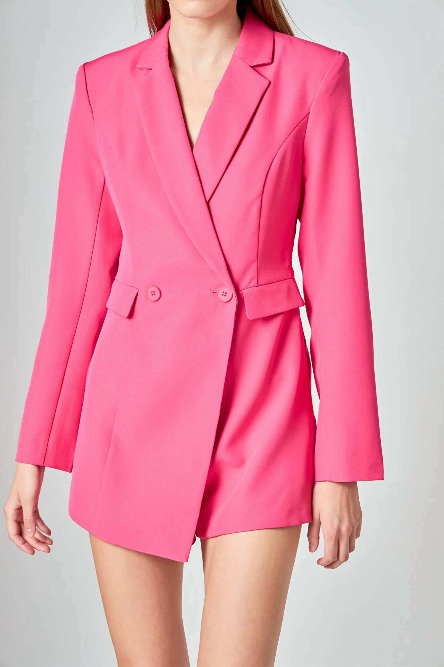endless rose Blazer Romper in fuchsia - women's pants - detail view