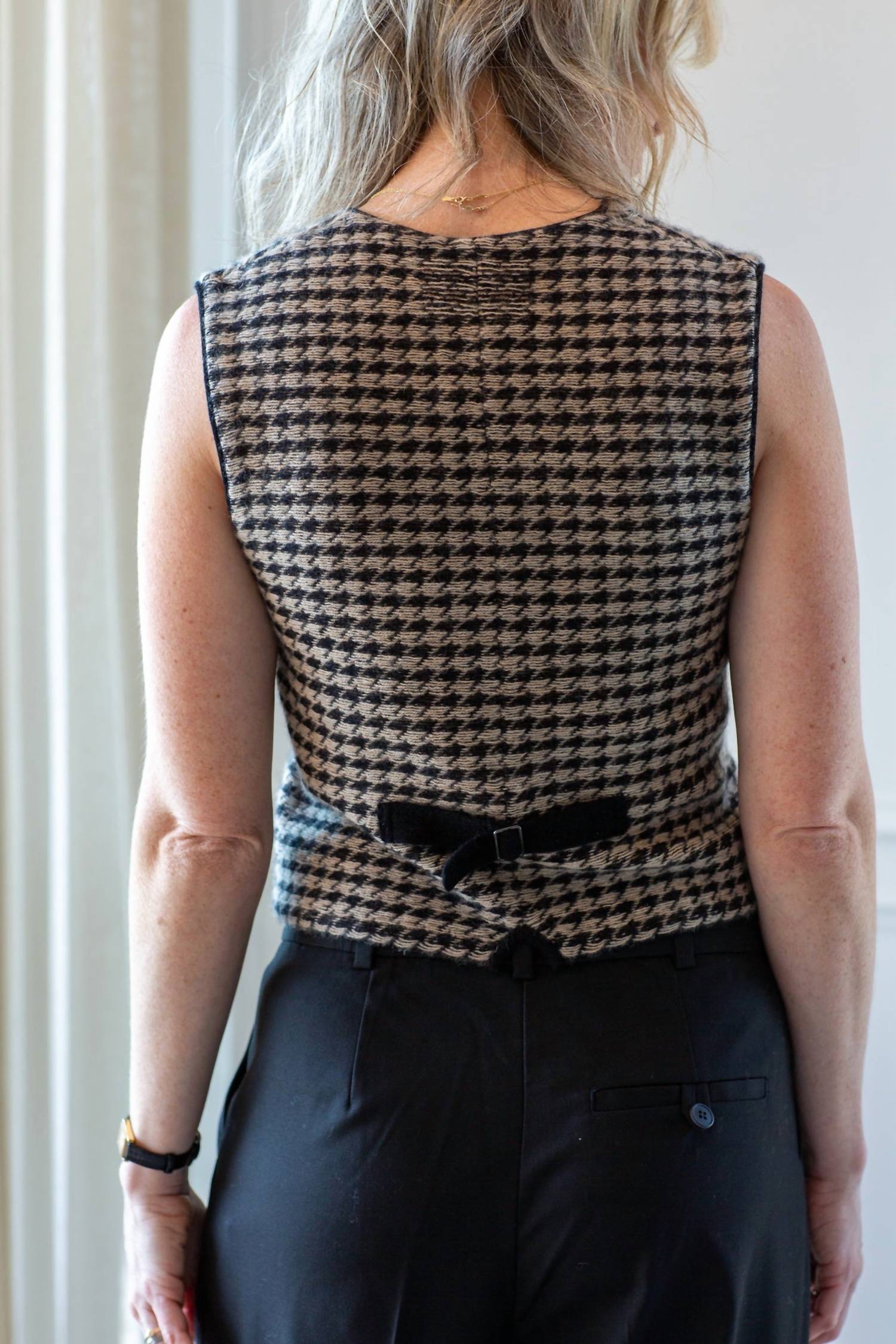 Guest In Residence - Houndstooth Tailored V-neck Vest