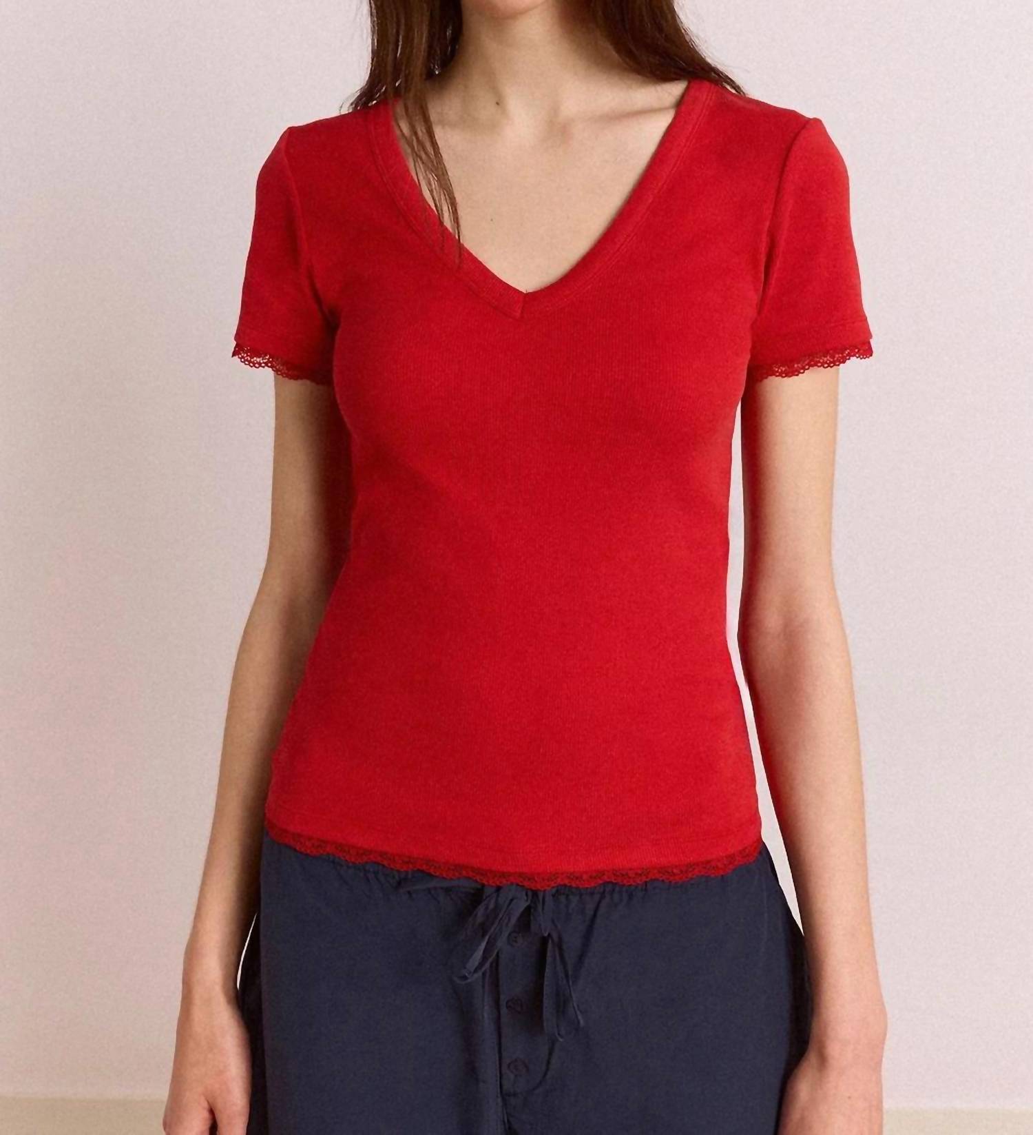 Damson Madder - Paige V-neck Tee