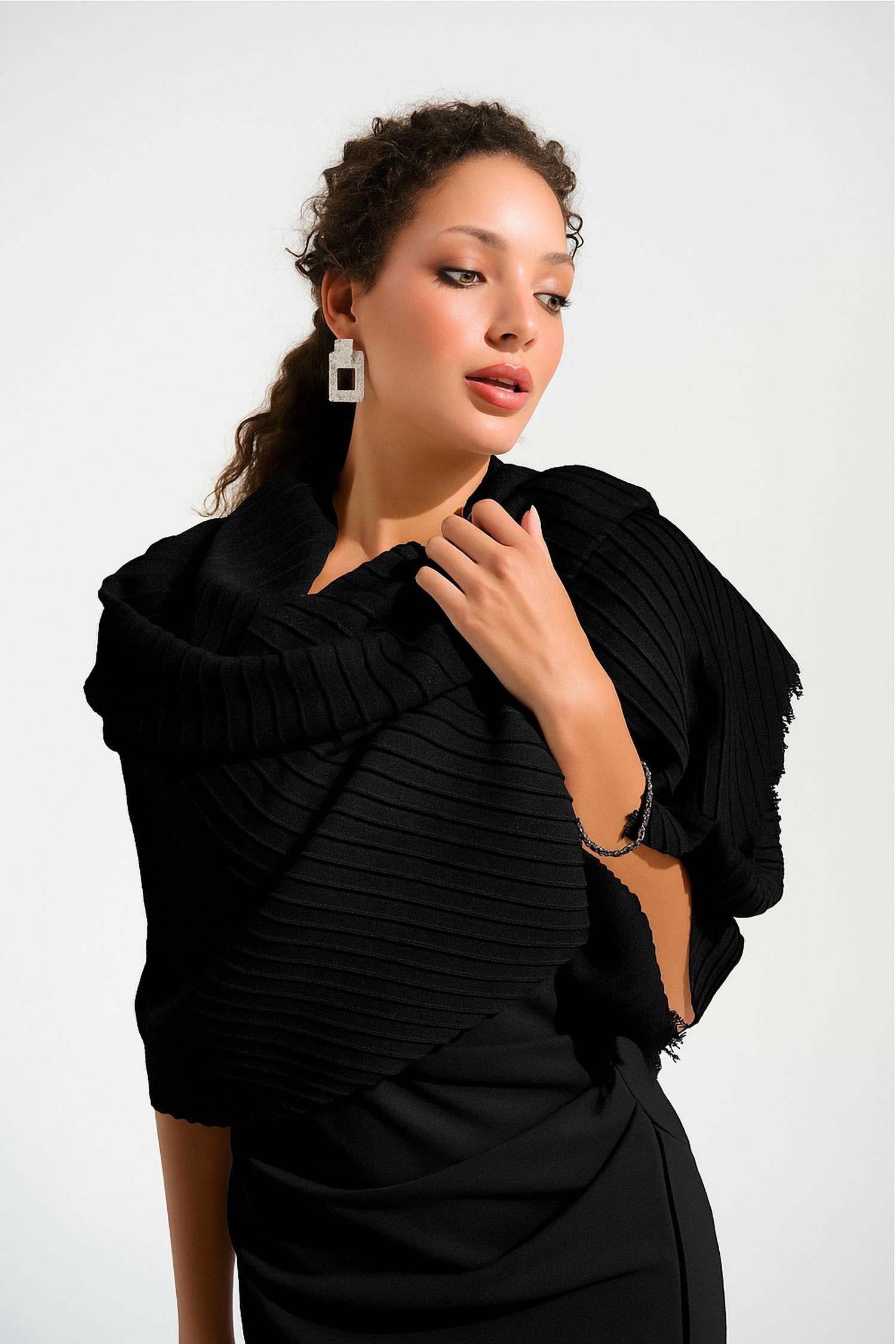 Joseph Ribkoff - Women's Woven Pleated Rectangular Scarf