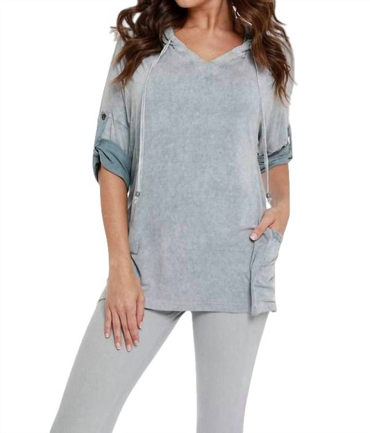 Hooded Drawstring Tunic Top