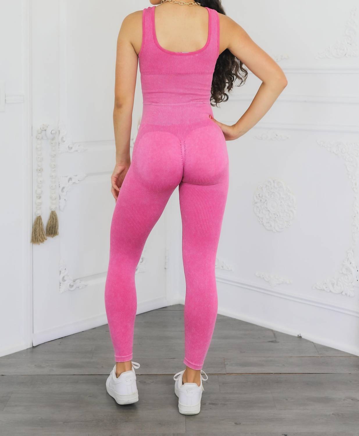 Surelymine - Wash Soft Ribbed Texture Scrunch Butt Pant Set
