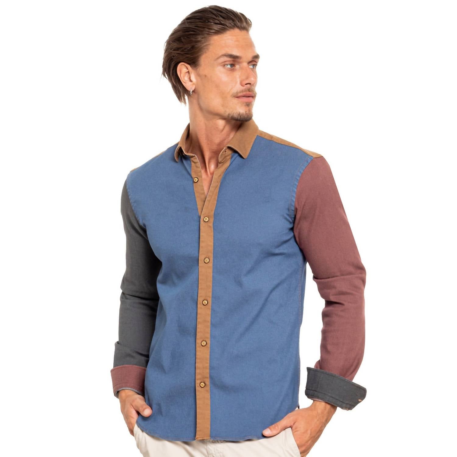 Eight X - Denim Sections Stretch Button Down Shirt
