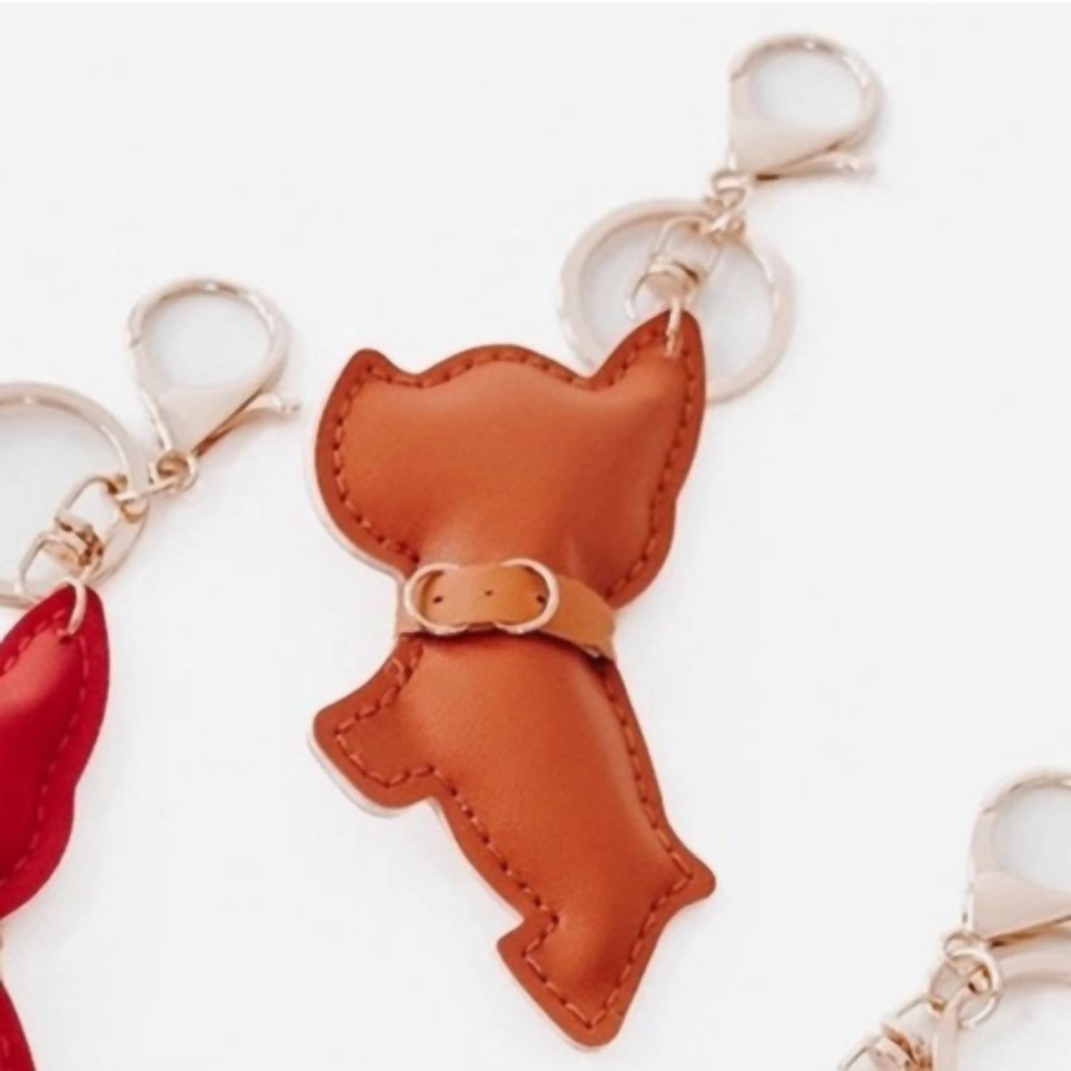 Pretty Simple Women's Scottie Puppy Vegan Leather Bag Charm in brown - women's item