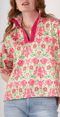 Emily Mccarthy - Floral Garden Cheetah Poppy Top