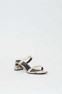 JONATHAN SIMKHAI Women's Clara Snake Print Leather Block Heel in natural - women's sandal - detail view