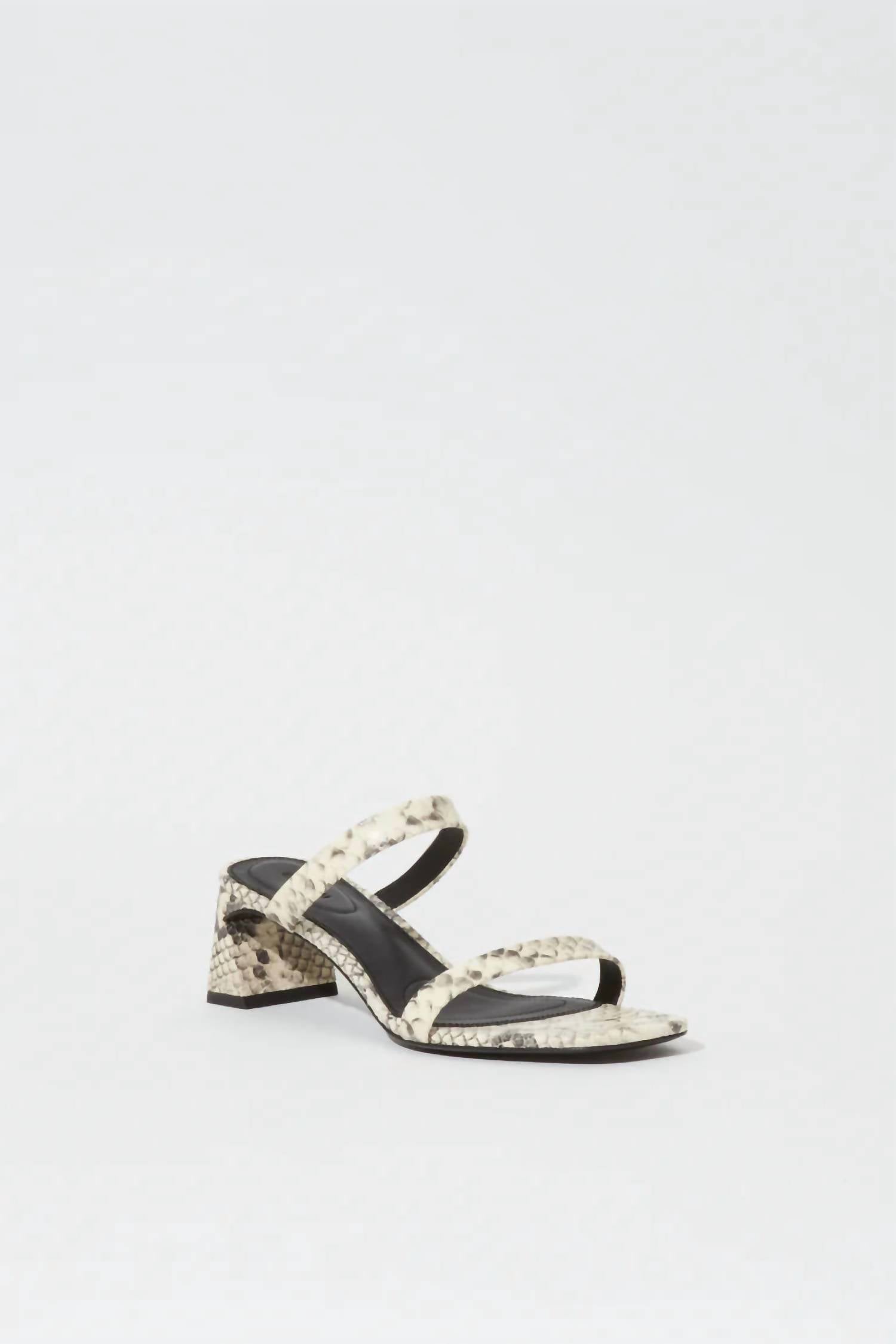 JONATHAN SIMKHAI Women's Clara Snake Print Leather Block Heel in natural - women's sandal - detail view