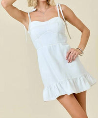 Day + Moon - Ruffle Trim Denim Dress